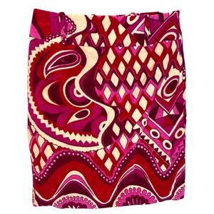 D&G Dolce & Gabbana Pink Cotton Paisley Pencil Skirt Size 30/44 US Size 8